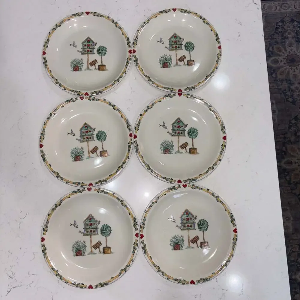 Thomson Pottery Birdhouse Pattern Salad Plates (Set of 6)